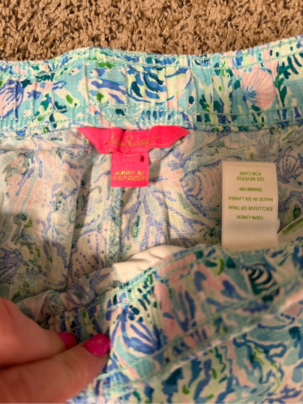 Lilly Pulitzer Taron Pull On 100% Linen Pants Surf Blue Soleil It On Me - Picture 4 of 6